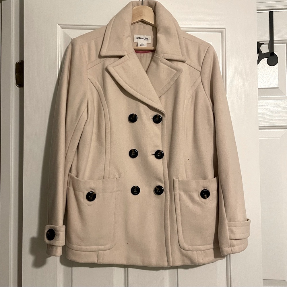 PXL St. John’s Bay Petite XL Cream Pea Coat